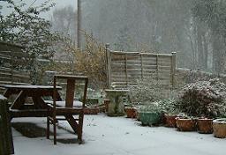 Click for larger image (1,500×1,024) Patio with snow gathering on it.