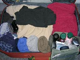 Click for larger image 4 T-shirts; 2 jumpers; pyjamas; towelling robe; several pairs of socks; several pairs of boxer shorts; power cables; a Playstation 2 controller; 2 plastic bags to keep worn clothes separate; shampoo, shower gel and other toiletries.