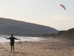 Me flying the mini power kite from Fiona.
