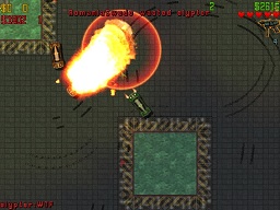 Click to view large image Dark arena is lit up in dusk by me destroying Elypter’s bike with a mine.
