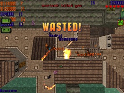 &ldquo;WASTED!&rdquo; I die while the other 2 attackers fight against 3 defenders in the tight gatehouse corridor.
