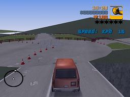 Traffic cones mark the route across a motorway junction.