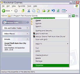 Windows XP folder properties