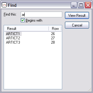 Searching for &ldquo;pol&rdquo; displays results for several entries beginning with those letters