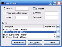 Click for larger image Select a level and either Host Game or Play alone.