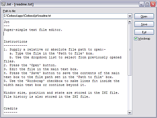 Editing a file in Jot