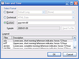 Radio buttons enable dropdown lists. ListView details custom formats.