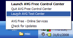 Context menu for the first system tray icon.