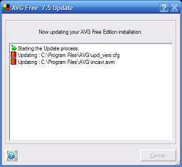 Window has a list of files. Files are added to the list as they start updating.