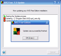 Message box says update has finished.