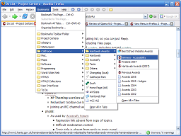 Bookmarks menu open, Calthorpe submenu open and Hantsweb Awards subsubmenu open with focus on Winners - Accessibility.