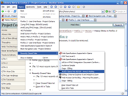 History menu open and Recently Closed Tabs submenu open with focus on Acid3: Opera hits 98/100 - Anne&rsquo;s Weblog.