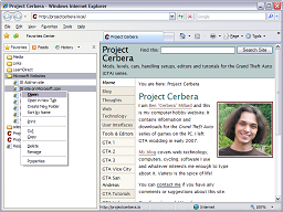 Showing an item&rsquo;s context menu.
