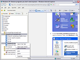 Using the context menu of an item in the Explorer Bar for History.