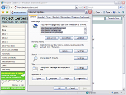 First page of the Options window.