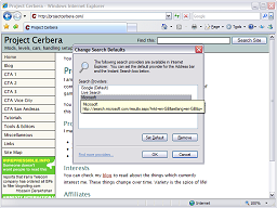 Click for bigger image. The Search Defaults window.