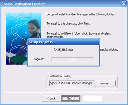 Setup Progress&hellip; Progress: GX15_USB.cab 0%.