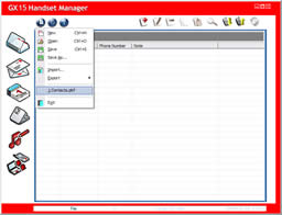 File menu with 8 items and 3 seperators: New, Open, Save, Save As, seperator, Import, Export, seperator, 1 Contacts.pbf, seperator and finally Exit.
