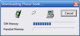 Downloading Phone Book&hellip; progress window.