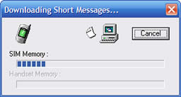 Downloading Short Messages progress window.
