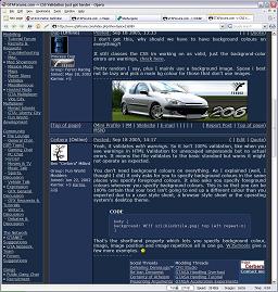 A website being viewed in Opera.