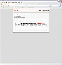 An error on an XHTML page stops the show.