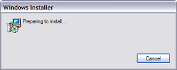 Message box says &lsquo;Preparing to install...&rsquo;.
