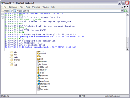 Logged in to Project Cerbera. Status bar has returned! Log pane is being drawn over the main view.