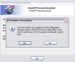 Quick Launch bar showing a SmartFTP shortcut, with a newly created SmartFTP shortcut on the desktop.