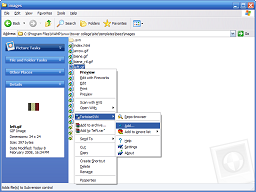 Click for bigger image. Context menu for the new file.