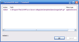 Another new window says the file was added.