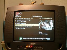 &lsquo;Settings&rsquo; page of my Virgn TV settings.