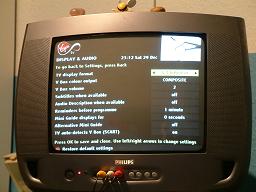 &lsquo;Display & Audio&rsquo; page of my Virgn TV settings.