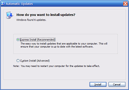 First page of the Automatic Updates window.
